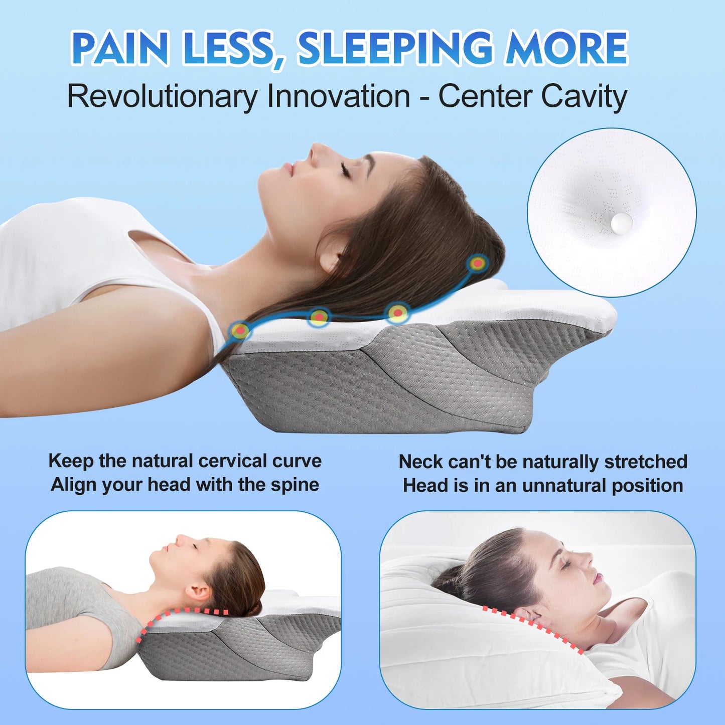 Orthopedic Memory Foam Pillow – Perfect for Posture Support and Pain Relief in Neck, Shoulders, and Upper Back